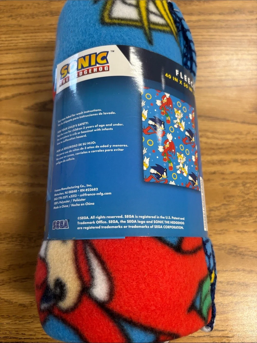 Sonic The Hedgehog Blue Fleece Throw Blanket